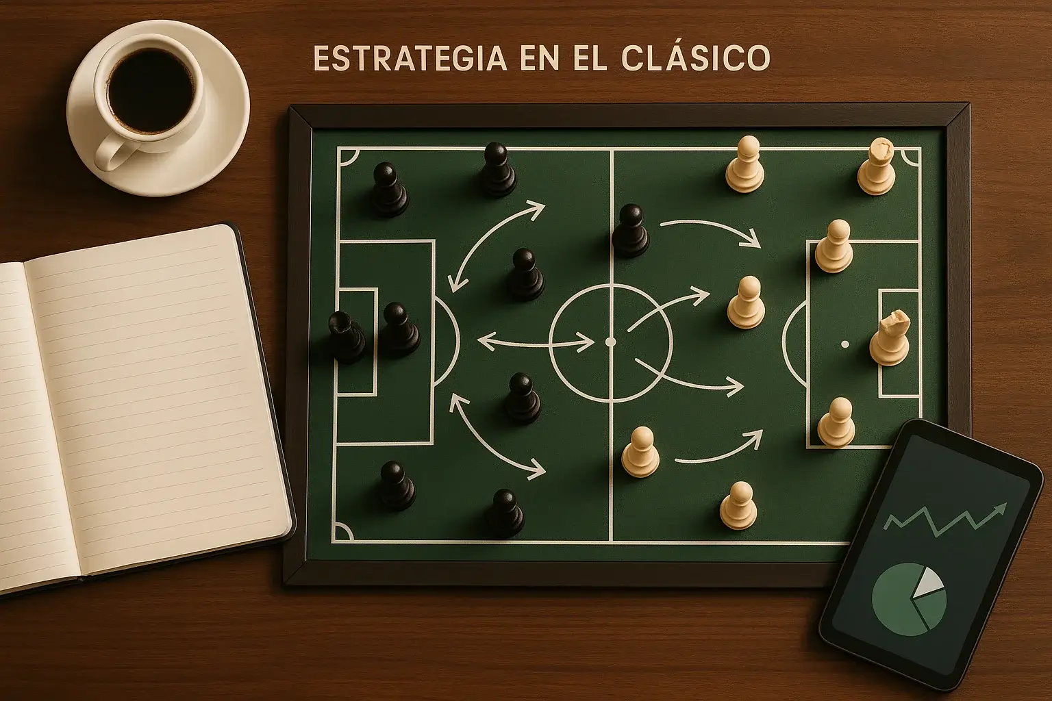 Mesa de análisis estratégico para apuestas en el clásico uruguayo con pizarra táctica