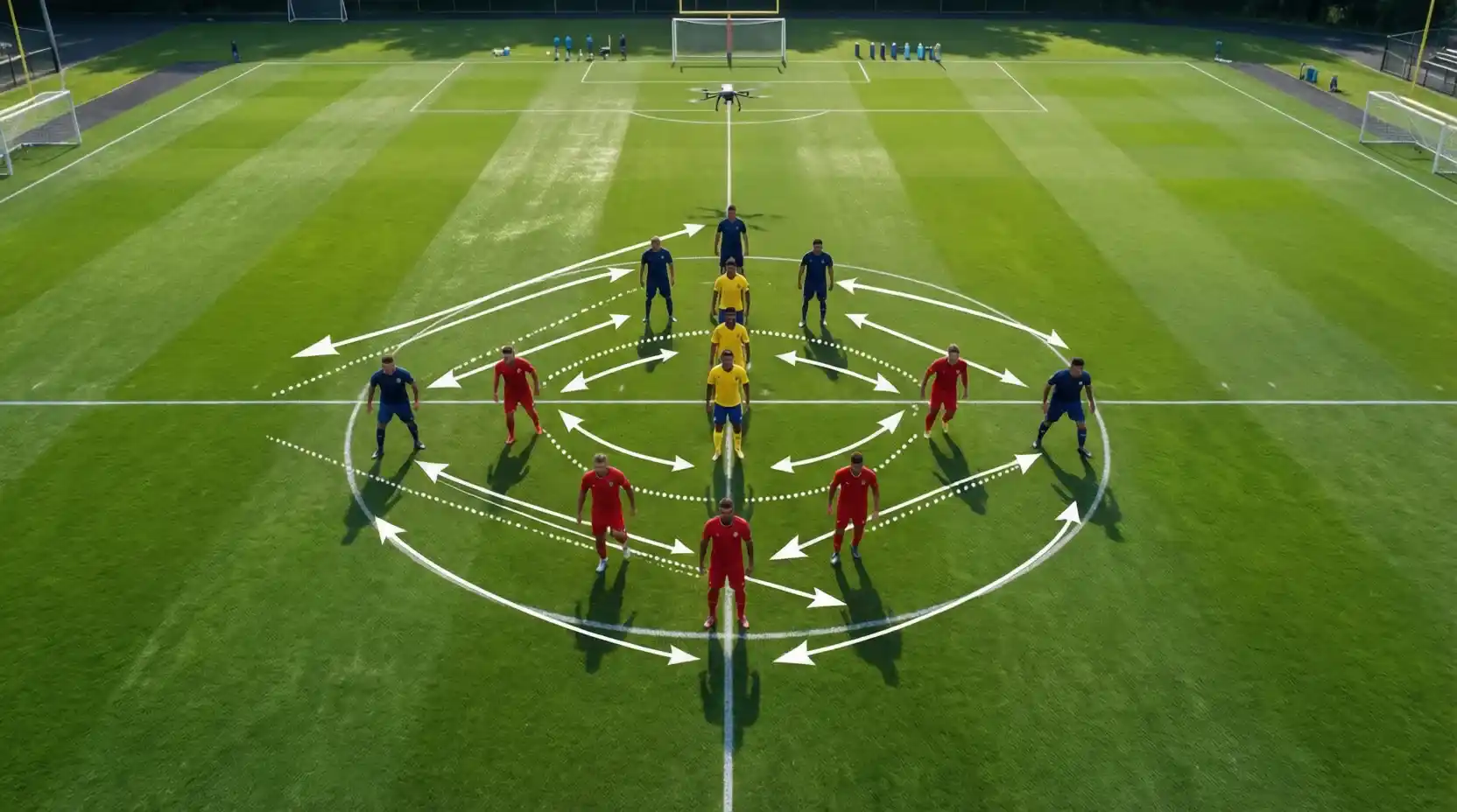 Formación táctica de un equipo de fútbol uruguayo vista desde arriba