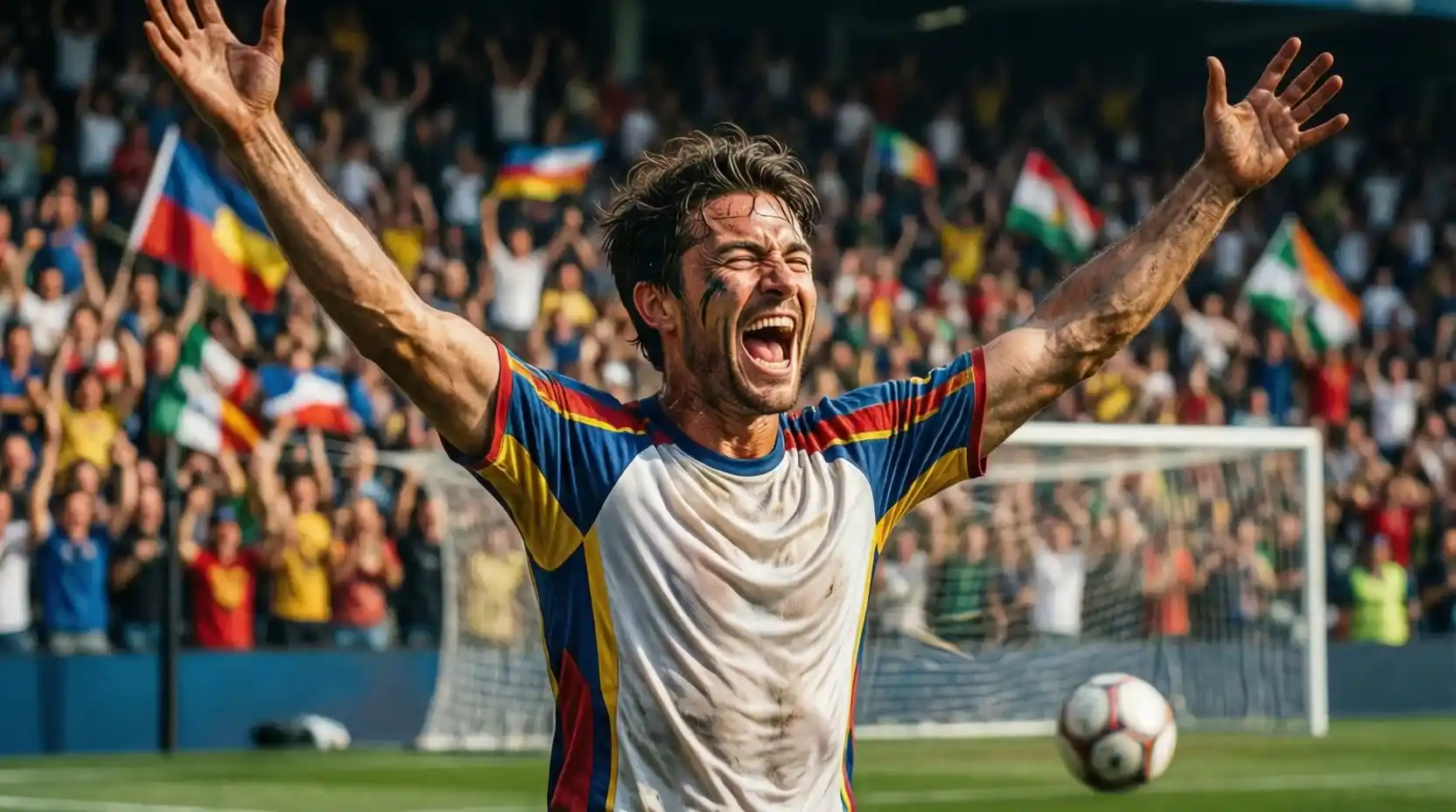 Delantero de Nacional celebrando un gol en el campeonato uruguayo