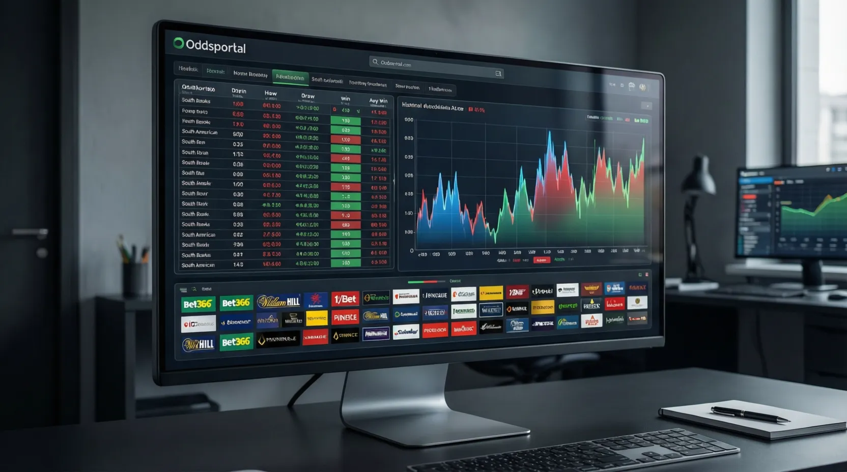 Interfaz de OddsPortal mostrando comparación de cuotas para fútbol sudamericano