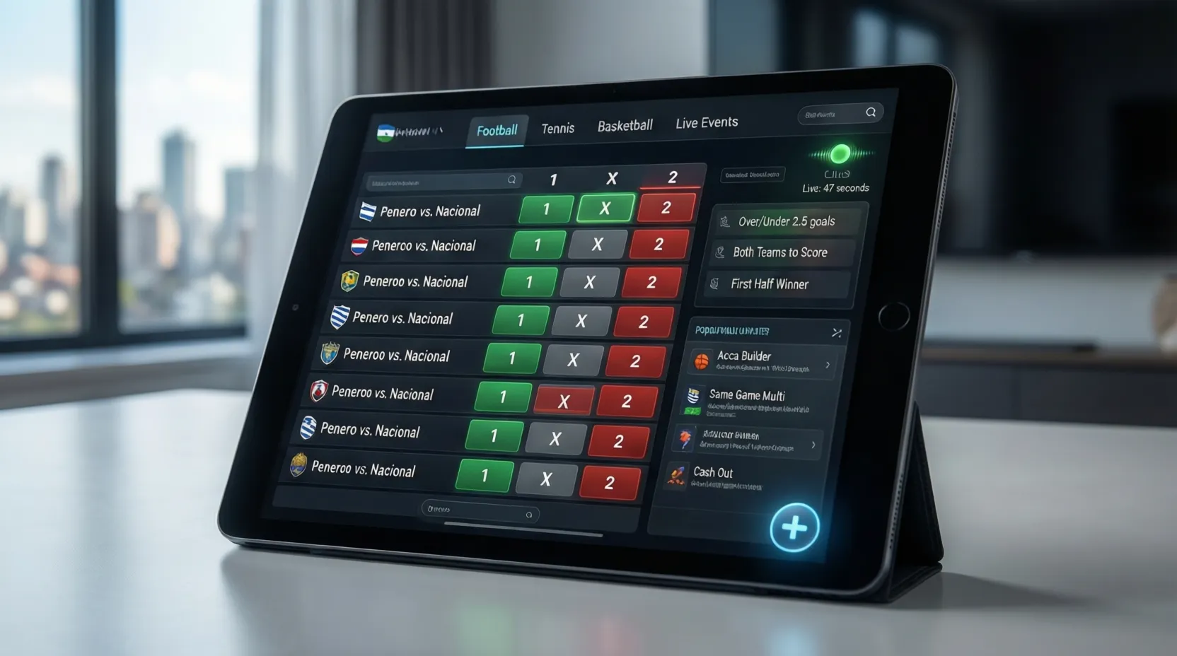 Interfaz de la plataforma Supermatch mostrando mercados de apuestas