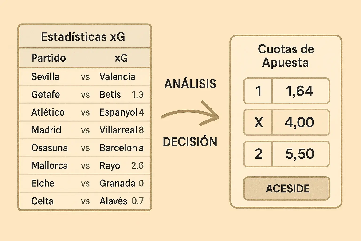 Proceso de análisis de xG para tomar decisiones de apuestas de fútbol