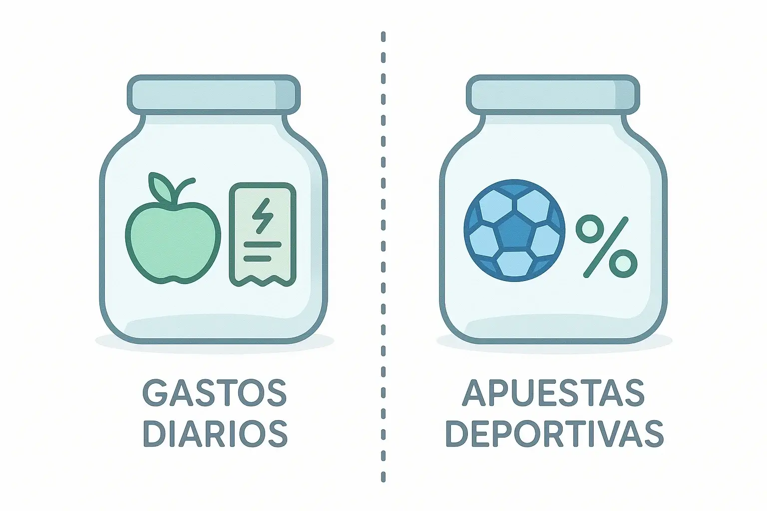 Separación del bankroll de apuestas y finanzas personales ilustrada con dos alcancías