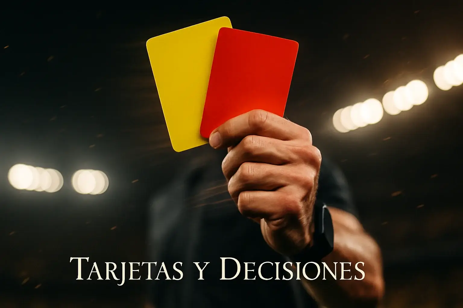 Árbitro mostrando tarjetas amarillas y rojas durante un partido intenso del clásico